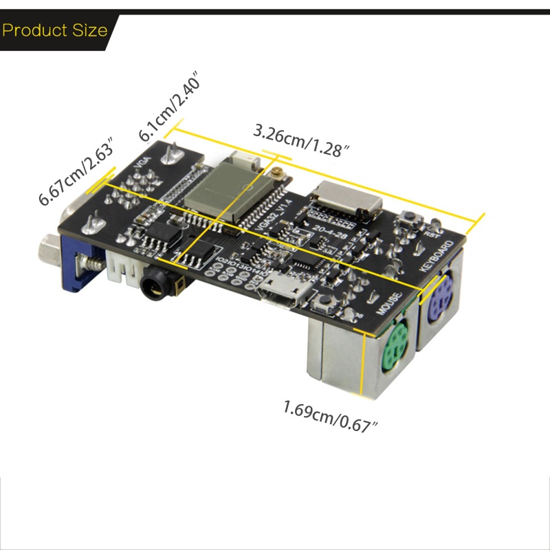 Btsg VGA VGA32 Untuk ESP32 Module V1.4 Controller PS/2Tikus Keyboard Perpustakaan Grafis