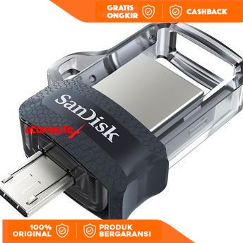 FLASHDISK OTG SANDISK 16GB DD3 ORIGINAL USB FLASH SANDISK DUAL DRIVE TRANSPARAN