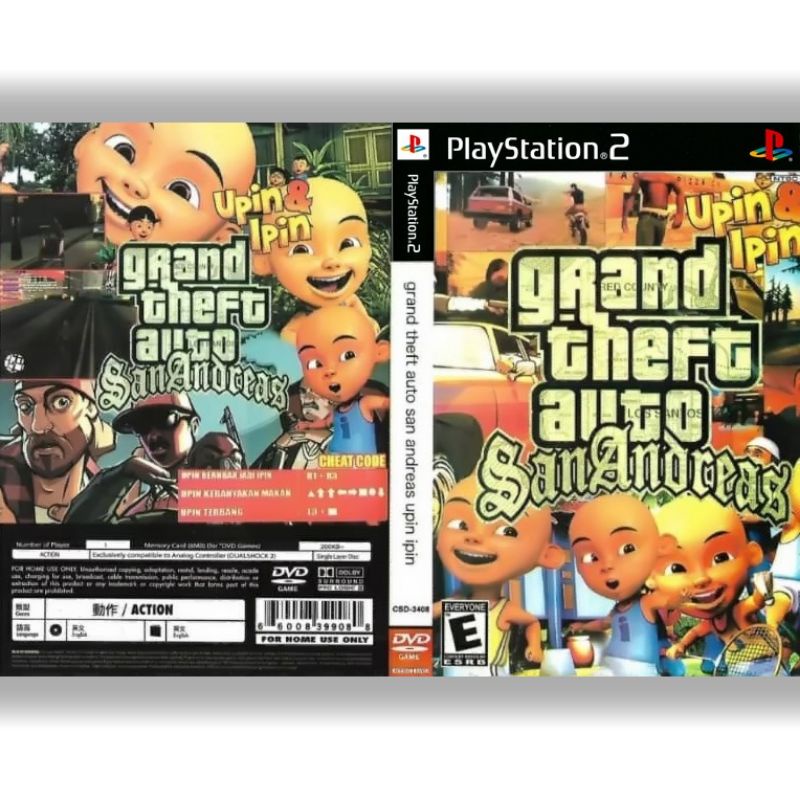 Kaset Ps2 GTA Upin & Ipin / Grand Theft Auto Sanandeas