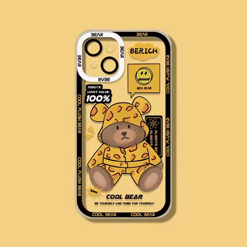 Soft Case Silikon Tpu Motif Kartun Beruang Untuk iPhone 13 13pro 13prm 11 7Plus 8Plus Xr XS 13 12pro Max