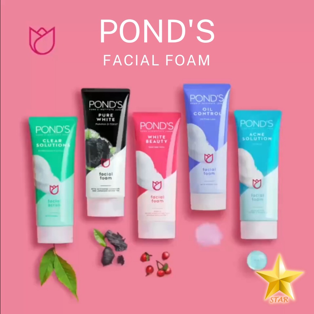 Pond's White Beauty / Acne Solution / Pure Bright White / Clear Solution Sabun Facial Foam Ponds 100