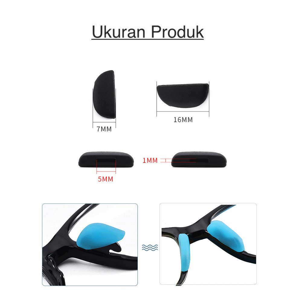 1 Pasang Nose Pad Kacamata Penyangga Hidung Pencegah Turun - Non Slip Silicone Model E Group