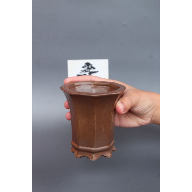 Pot keramik bonsai segi 8/ pot keramik segi 8