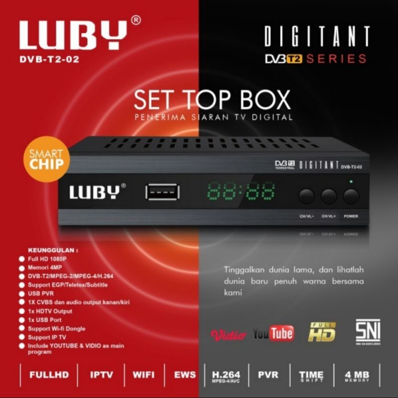 Receiver TV Digital Set Top Box Luby Full HD DVB T2-01 T2-03 T2-02 STB DVBT2 LUBY