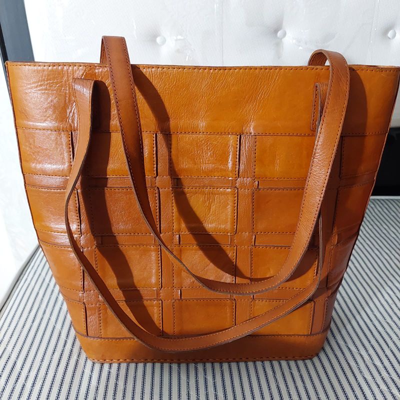 🇮🇩GO🇮🇩 PRELOVED Tas Tote Tote Bag Tebal Besar Kulit Coklat Murah
