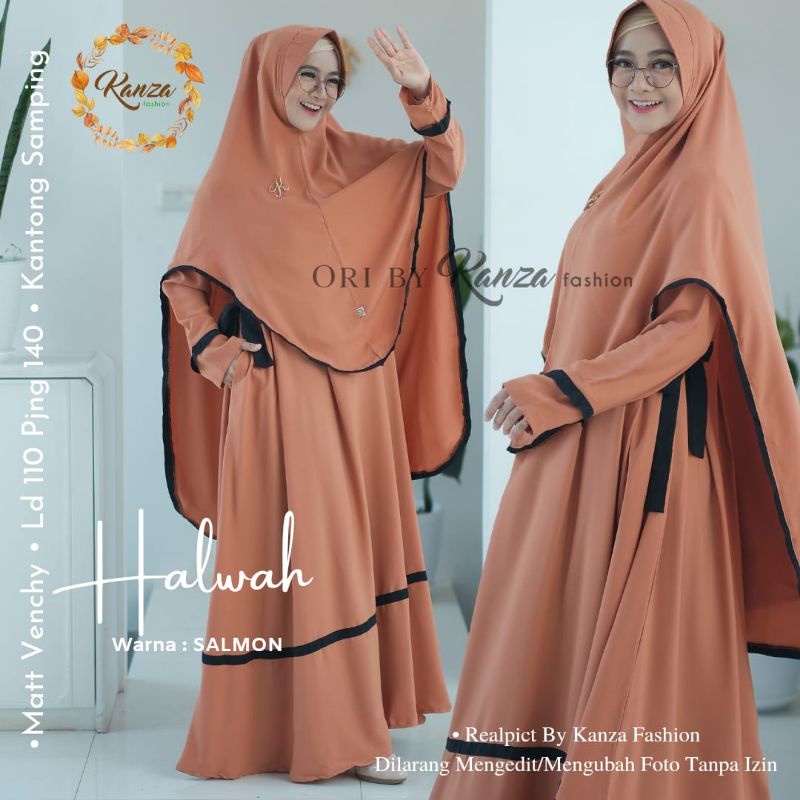 Gamis Polos Halwa Syar'i Original Kanza Fashion