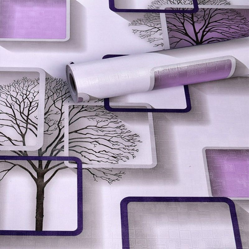 Walpeper dinding motif 3D / ungu / biru / kuning / putih / kayu / walpaper dekorasi-3