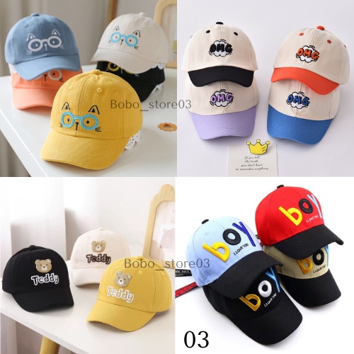 Topi Anak Baseball Unisex last Bear - Omg - Kucing kacamata - Boy Usia 2-8 tahun Hight Quality