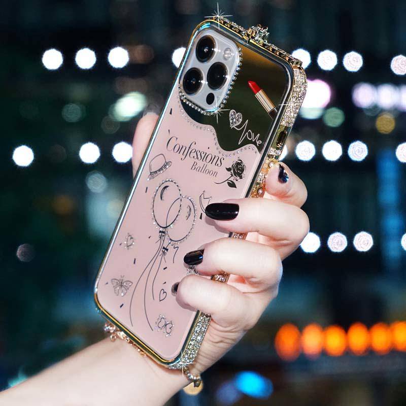 Case Bahan Aluminum Alloy Aksen Berlian Imitasi Untuk iPhone 13 12 11 Pro MAX Pro + X XS MAX XR