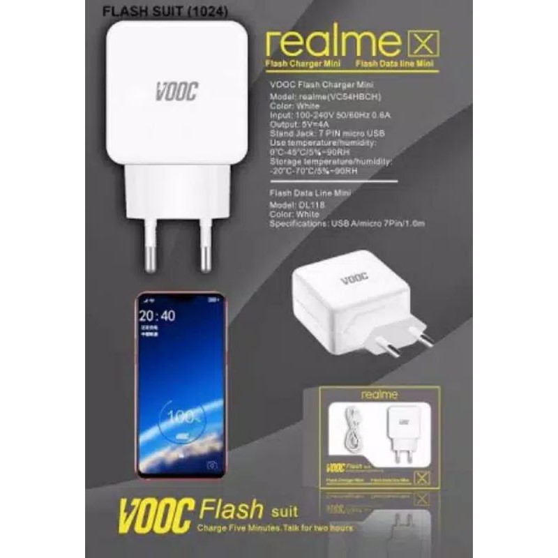 Charger/TC Realme VOOC Type C (vc54hbch) VOOC Flash Suit Fast Charging 4.A Kabel 1Meter
