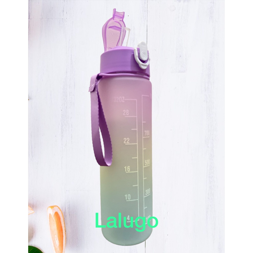 LALUGO BOTOL MINUM 1 LITER BOTOL MINUM RAINBOW KOREA VIRAL BOTOL MINUM MOTIVASI FREE STICKER 2D