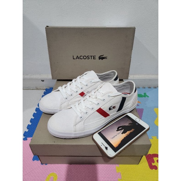Sepatu Lacoste Sideline Tri2 CFA White Navy Red Original New
