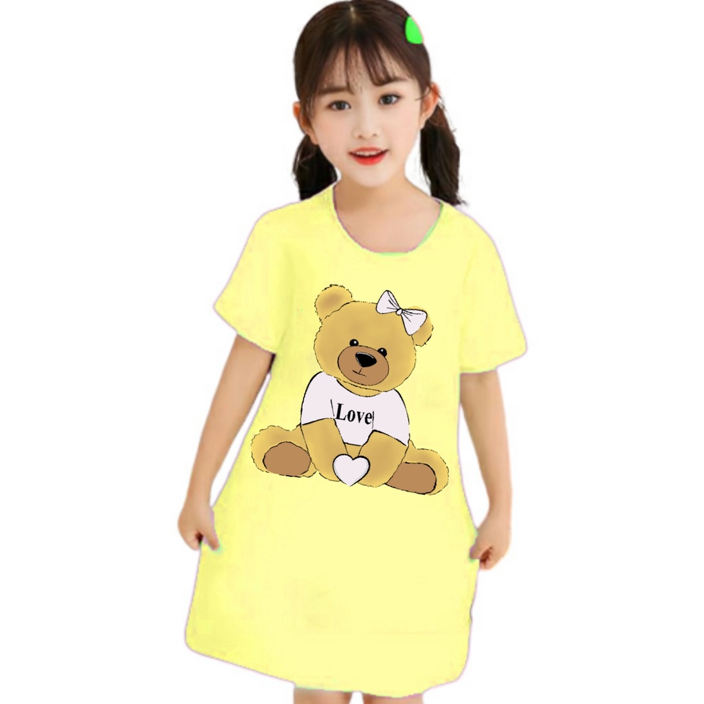 dress anak perempuan gambar bear love