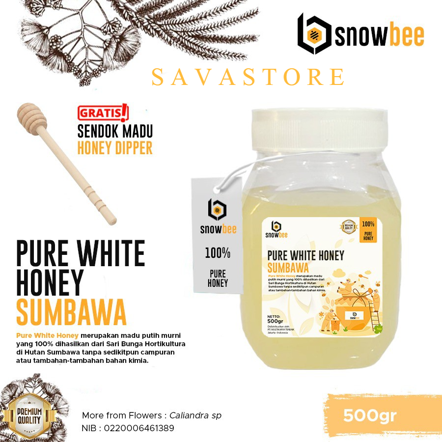 MADU PUTIH HUTAN SUMBAWA ASLI 500GR  SNOWBEE PURE WHITE HONEY MADU PUTIH MURNI - ECER GROSIR