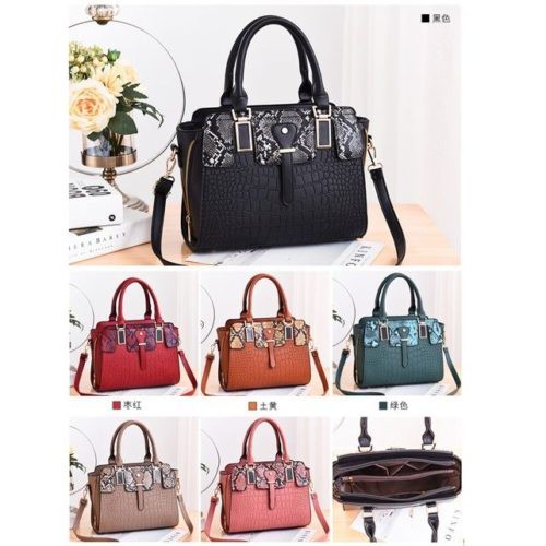 GI 20281 RISCE TAS HAND BAG IMPORT WANITA CEWEK PEREMPUAN MOTIF KULIT ULAR JT