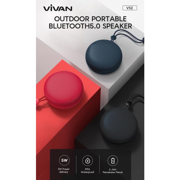 Vivan VS2 Speaker Audio TWS Bluetooth 5.0 Bass Portable Outdoor IPX6 Waterproof With Memory Card Slot