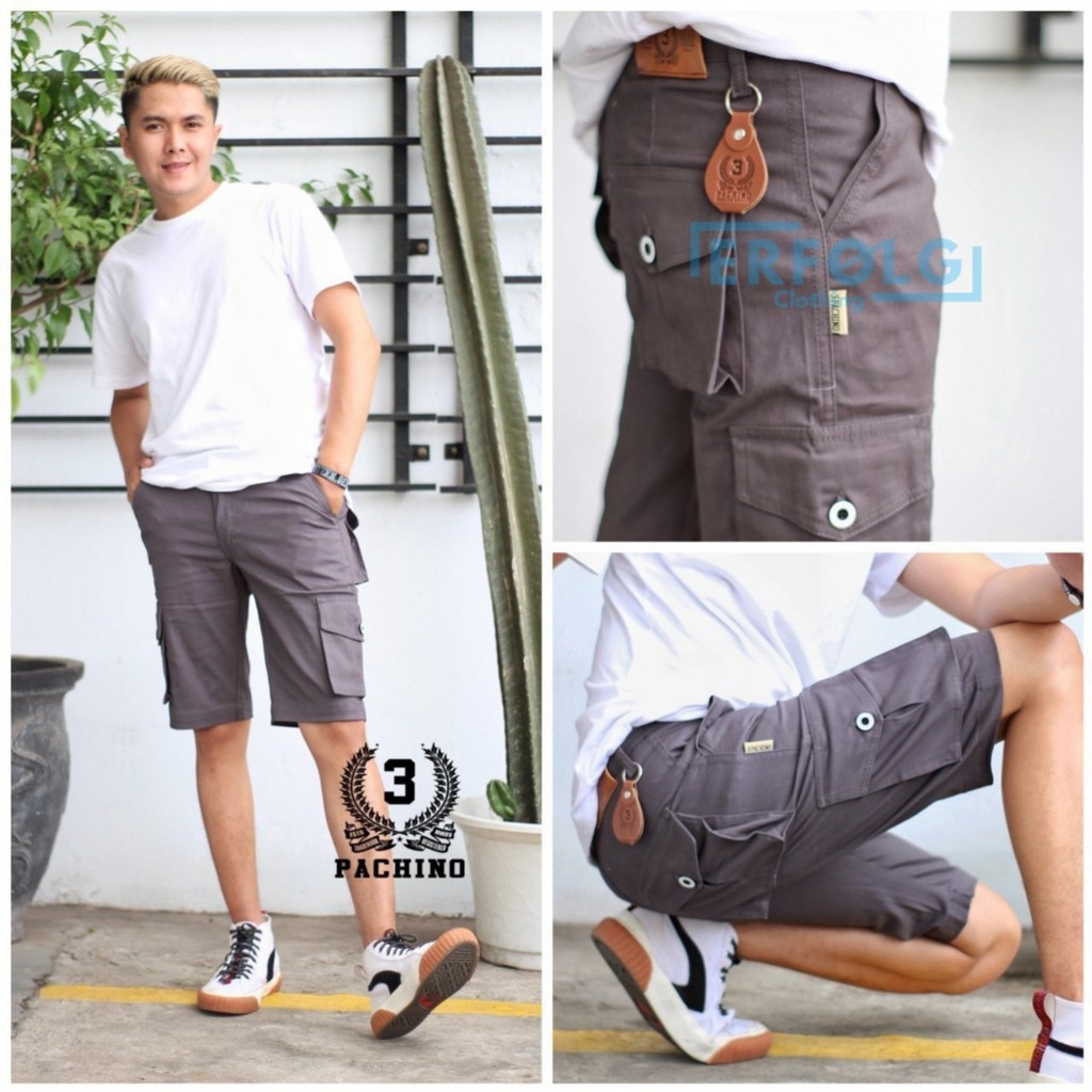 Celana Cargo Pendek Cowok Abu Tua Kargo Pria Chargo Pants Kantun Kanvas PDL Tactical Blackhawk