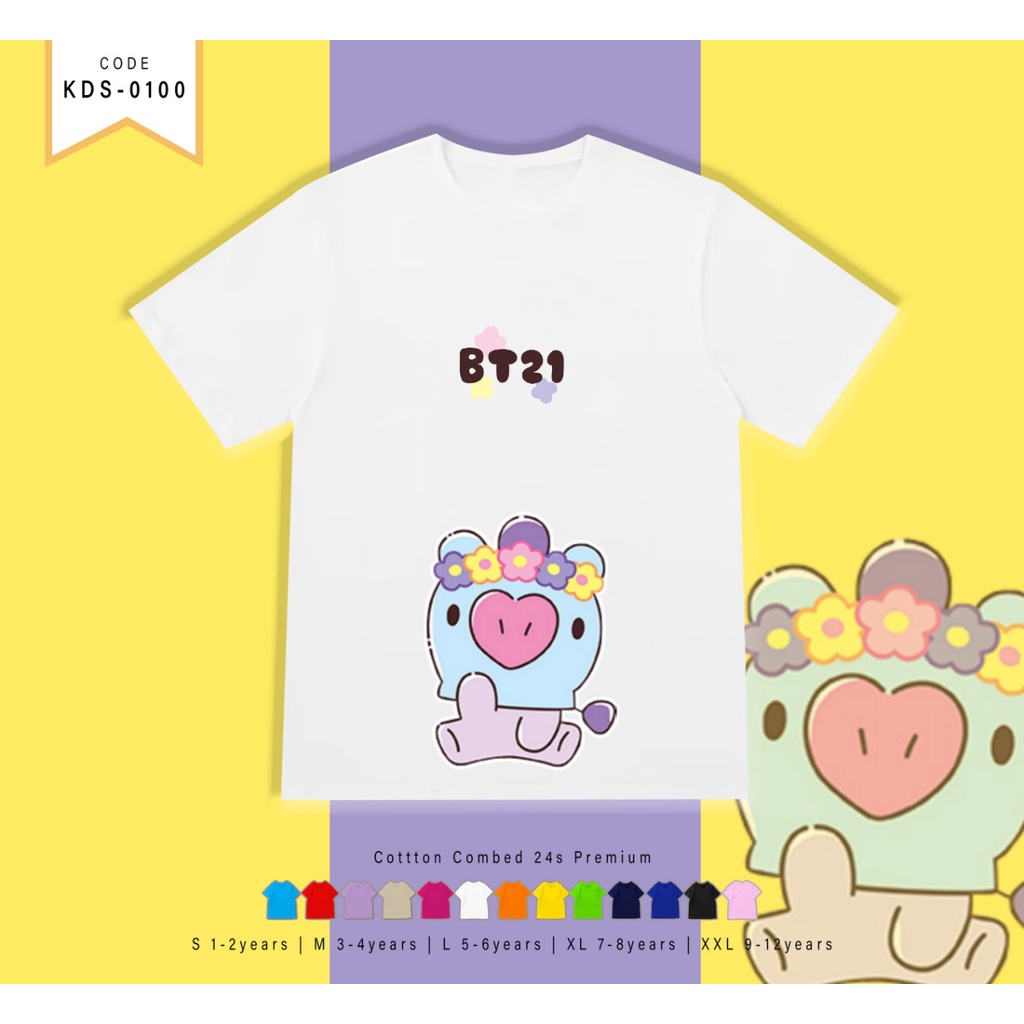 T-SHIRT KIDS / KAOS ANAK-ANAK BERGAMBAR BT211 FLOWER / CUSTOM TEE / MURAH /ARMY INDO