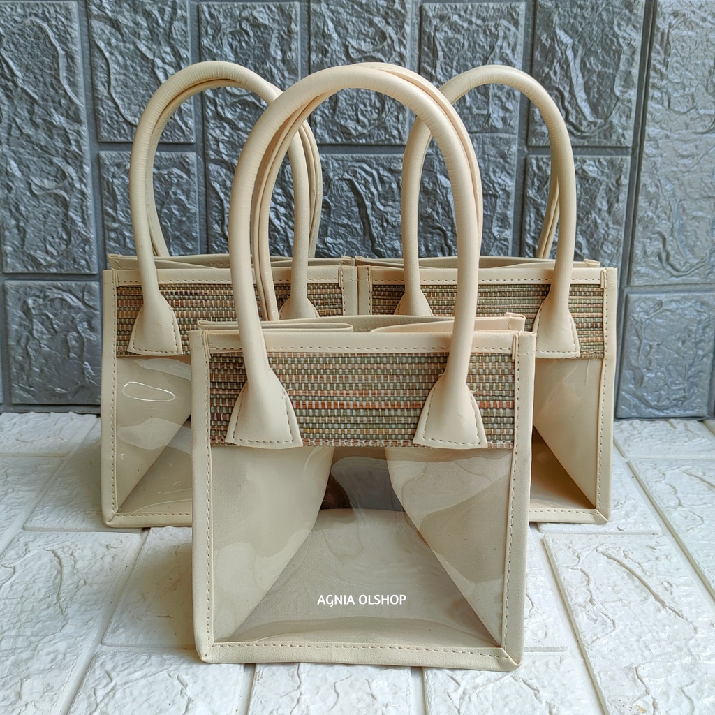 Tas Mika Ukuran 2 Toples Tas Parcel Mendong Keranjang Hampers Mika Transparan