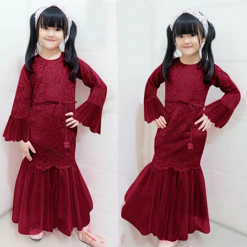 HUMAIRA SYARI KIDS 3 -12 TAHUN Kain MOSSCRAPE MIX BRUKAT Dress Anak Perempuan Dress Anak Import 2021