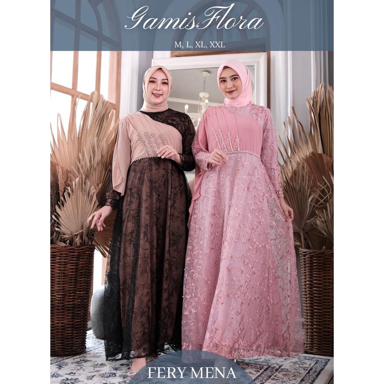 Permata Olshop / Kebaya Gamis Flora FM / Baju Pesta Kondangan / Dress Bridesmaid Kekinian