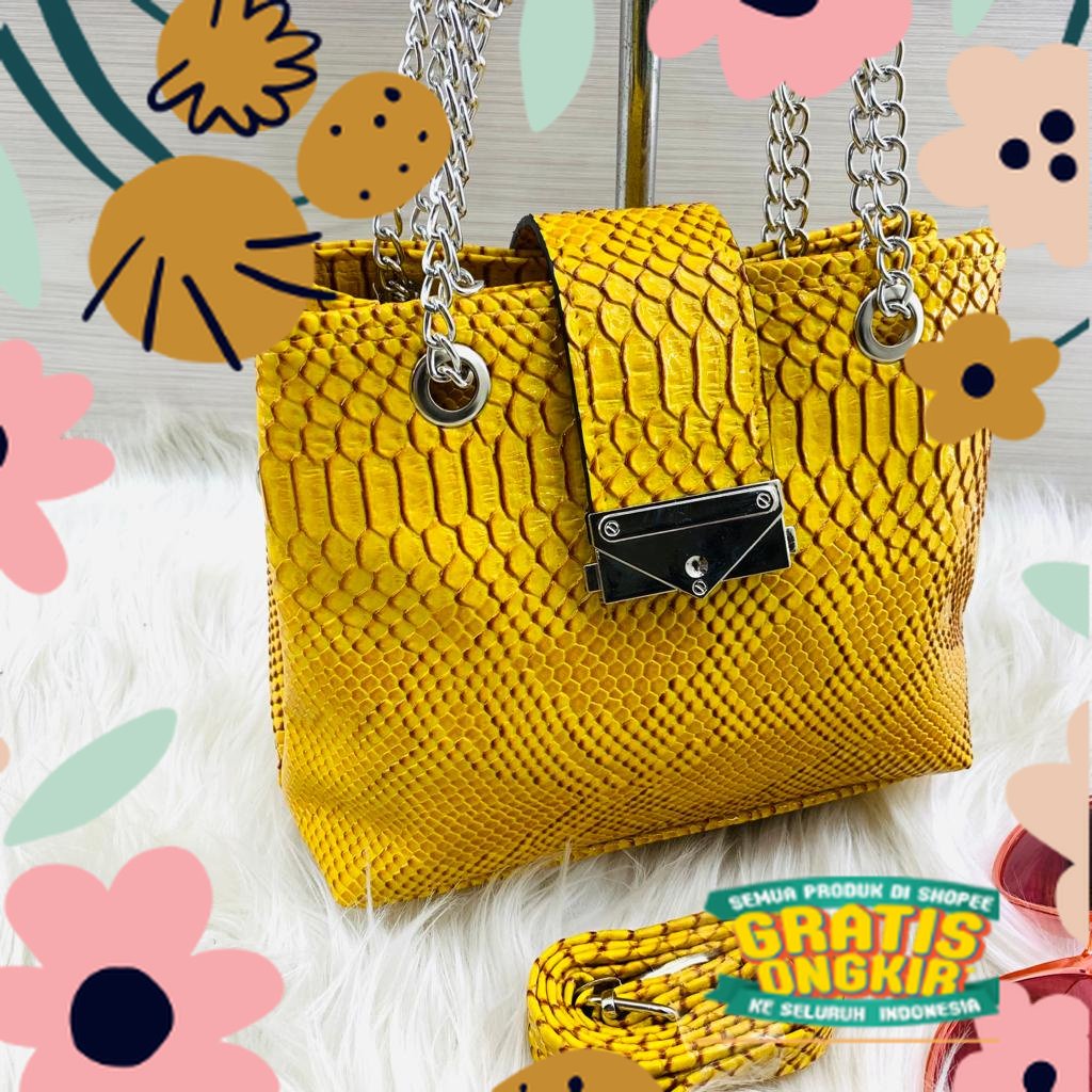 Merah Red fanta baby pink peach maron marun pelangi / TAS SELEMPANG ULAR 2RES  TERLARIS TAS WANITA H