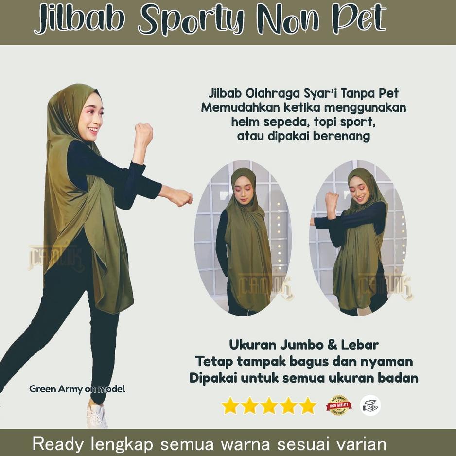 ◊ Jilbab Sporty Hijab Olahraga Syar'i Jumbo untuk Senam Bersepeda Berenang Jogging Yoga Hiking JS1 ➼