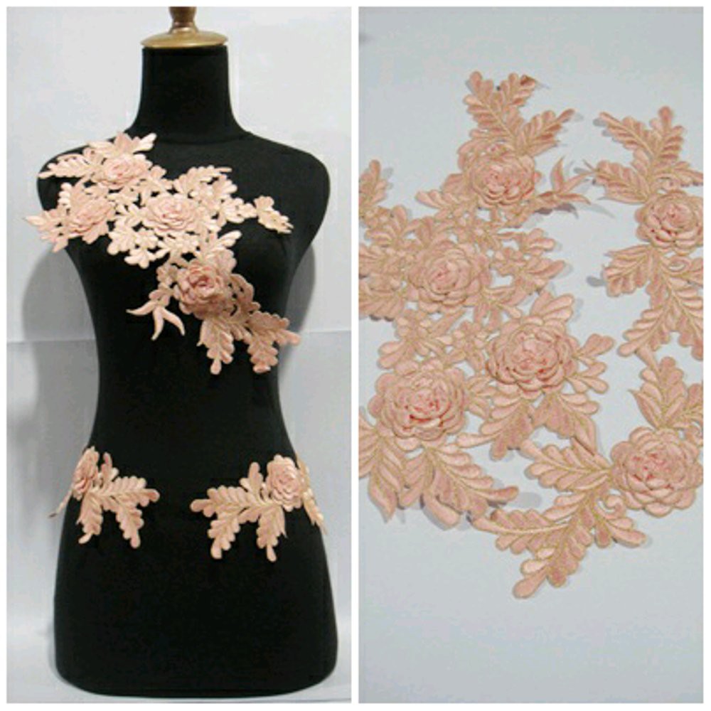 Bordir Rose 6 Bunga Hijau Botol   Bordiran Bunga   Kebaya   Bunga Bordir   Bordir Kebaya Pesta   Pa