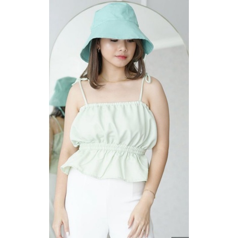 Tank top kerut tali spageti