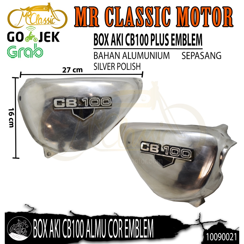 Box Cover Tutup Aki Honda CB100 Plus Emblem Almunium