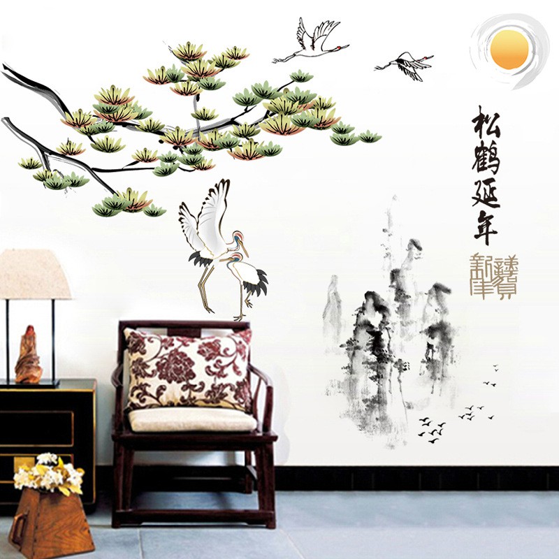 RELIZA WALL STICKER SAKURA HIJAU CHINESE ANGSA POHON RANTING HIJAU GREEN XL8235 STIKER DINDING