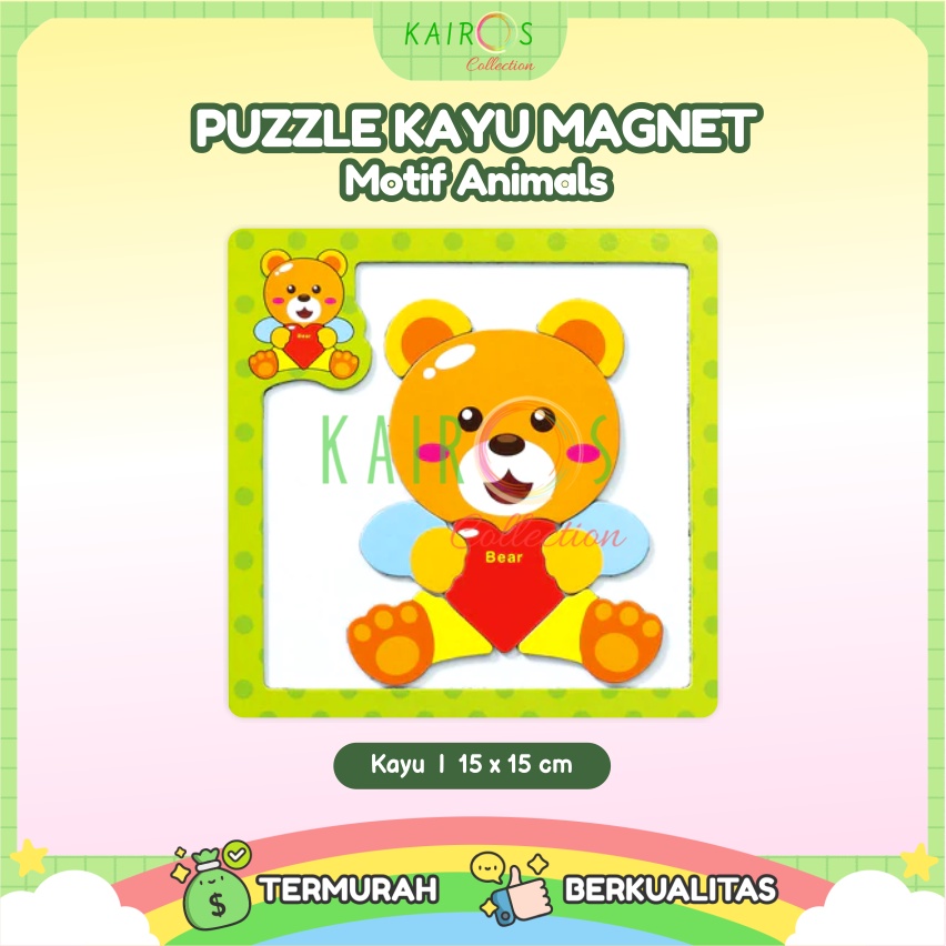 Puzzle Anak Magnet Kayu Animals Binatang