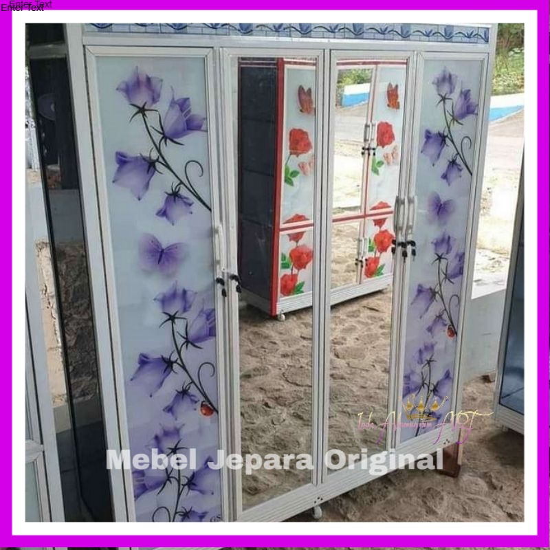 Almari Pakaian Pintu 4 - Lemari Baju Bahan Alumunium Kaca Kokoh