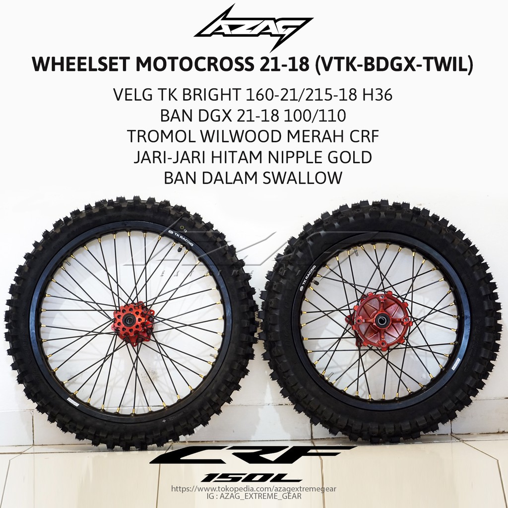 ban set ring 18-21 honda crf 150 velg tk tromol ban dunlop dgx trail
