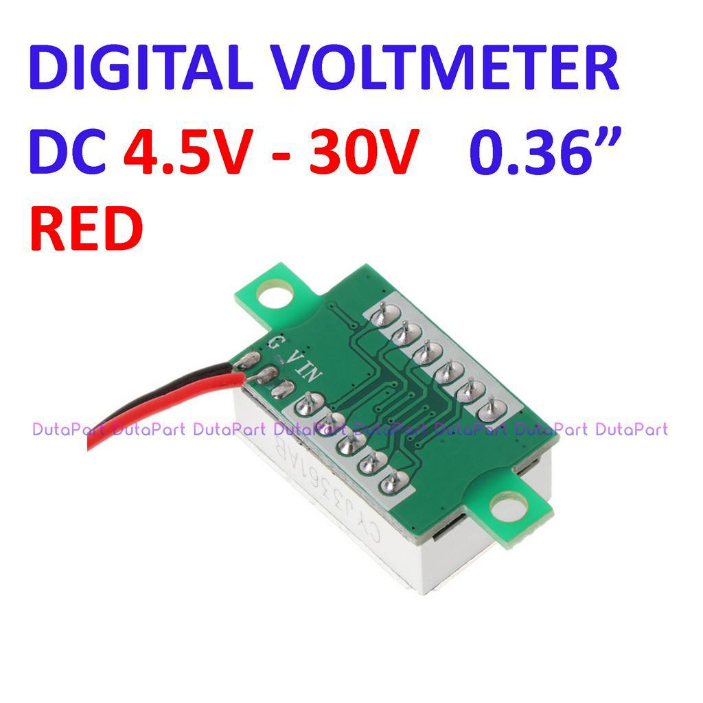 Digital Voltmeter DC 4.5V-30V 0.36&quot; Merah 2Wire Tanpa Frame Volt Meter