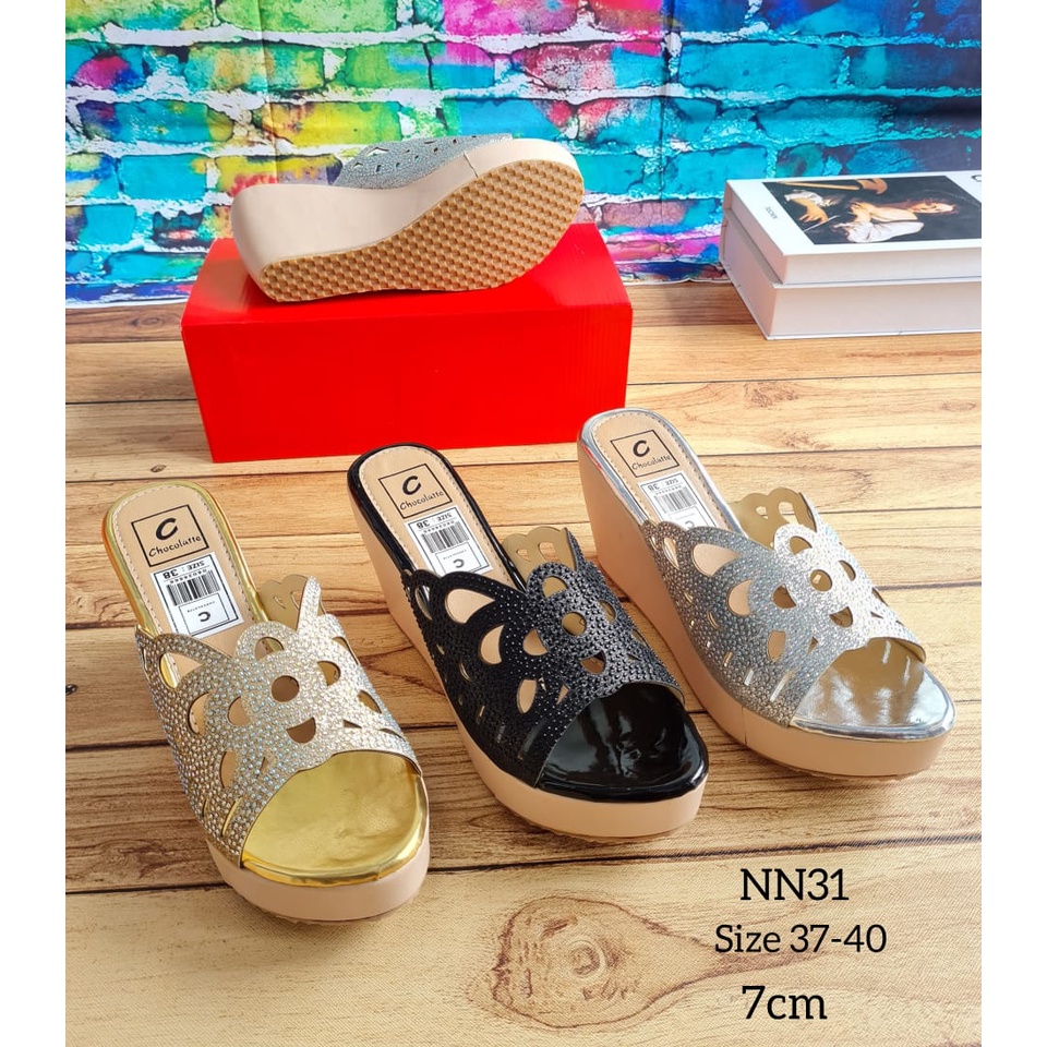 ABBUSHOES Nn 31 wedges pasir laser minzano sol karet  7cm