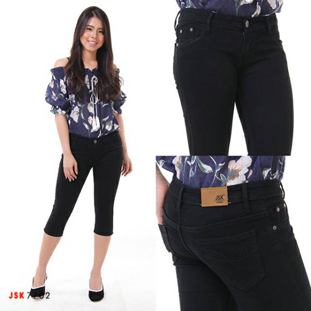 Celana Pendek Jeans Jumbo Model Skinny Jeans Wanita 7/8 Pensil Big Size Pensil Cewek Modis Trendy
