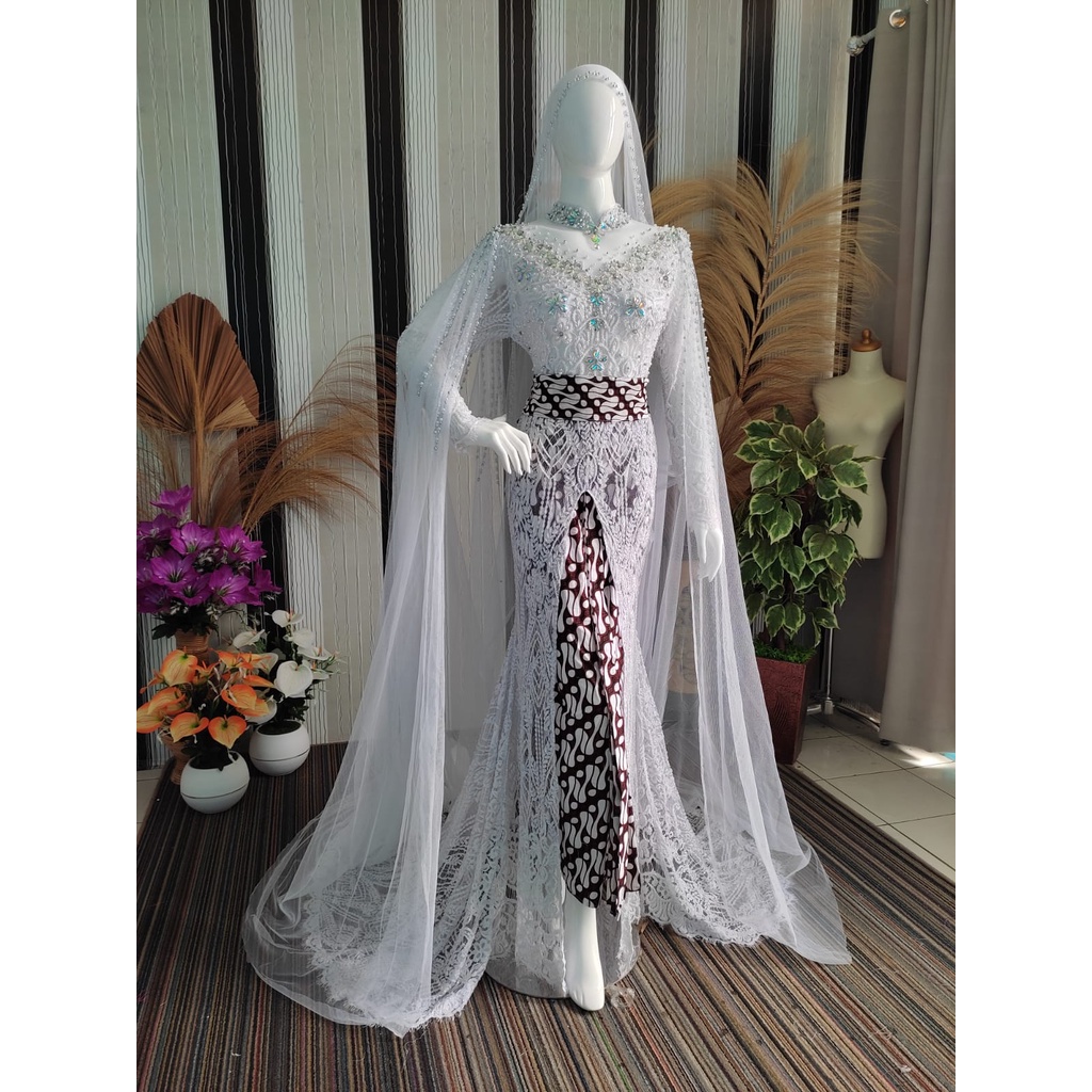 (PRE-ORDER) kebaya akad kancing belakang ngekor fy08 - full payet