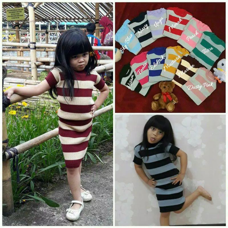 Dress Blaster Lengan Pendek Anak Perempuan / Baju Rajut Anak Cewek 2 3 4 Tahun