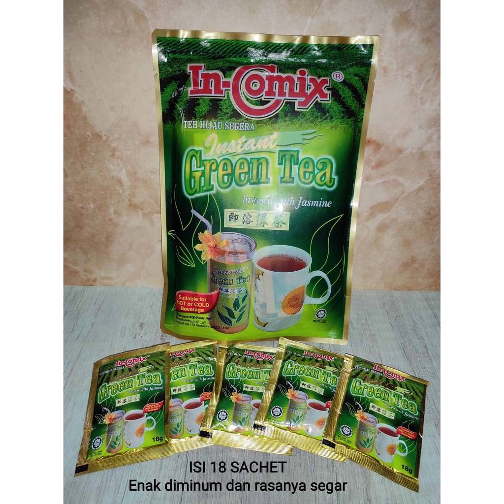 

Teh Hijau/Green Tea Instant brewed with Jasmine In-comix (18 sachets)