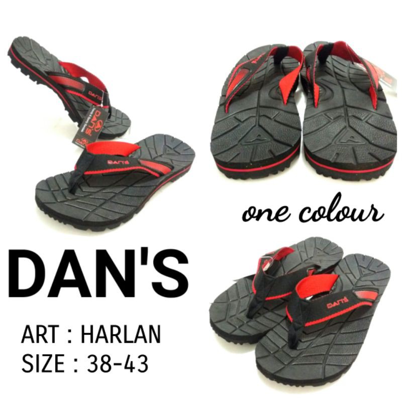 TERBARU SANDAL JEPIT PRIA DANS HARLAN ONE COLOUR BLACKRED 38-43