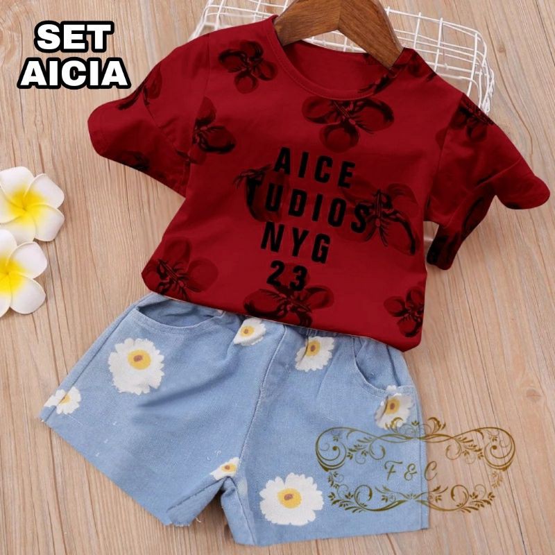 Setelan Anak Cewek / Baju Anak / Setelan Baju Anak Usia 2-6 Tahun / Set Aicia