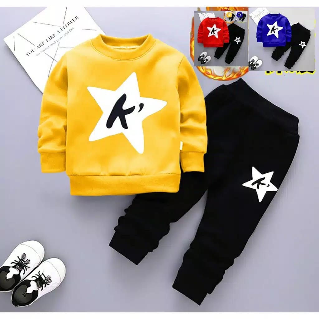 BO -  SETELAN SWEATER BINTANG / FASHION ANAK LENGAN PANJANG / FASHION ANAK