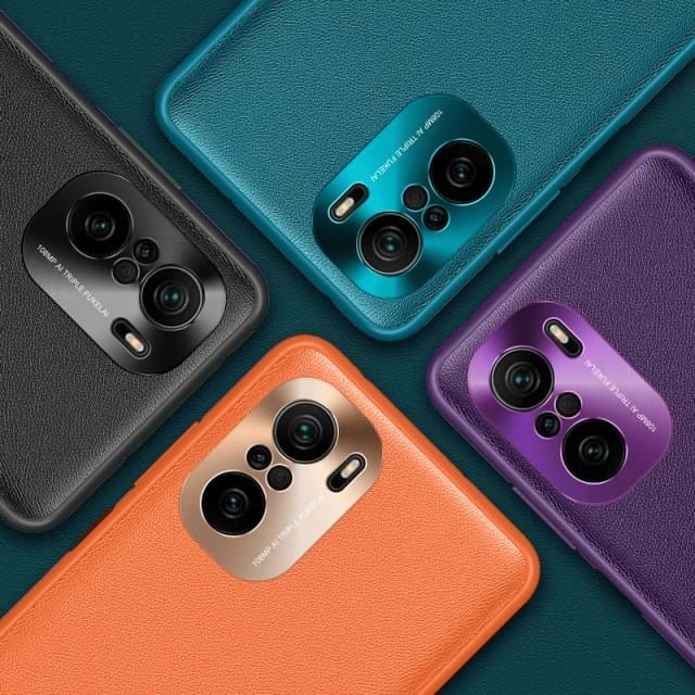 POCO F3 SOFT CASE LUXURY METAL LEATHER CASE COVER