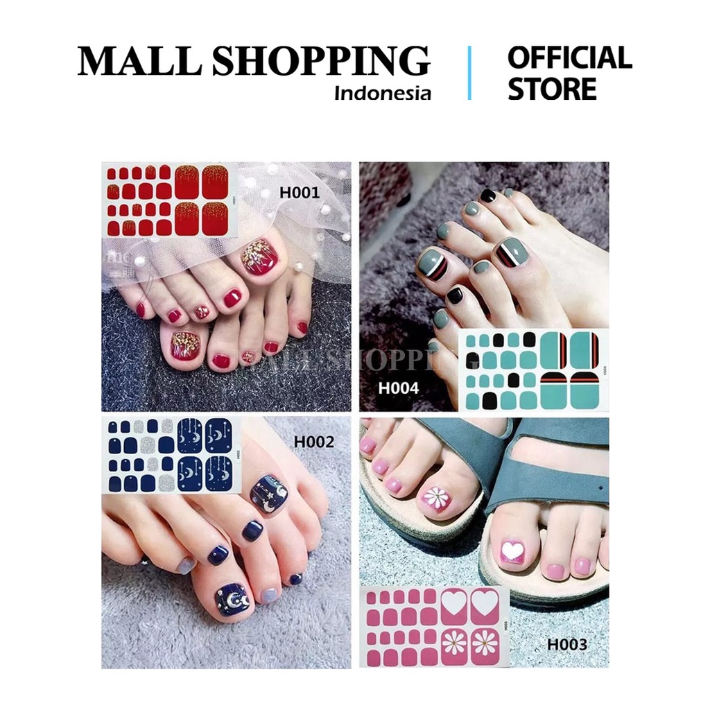 (COD) Sticker Kuku Nails Motif 22pcs/set Elegant Stiker Kuku Kaki MALL SHOPPING