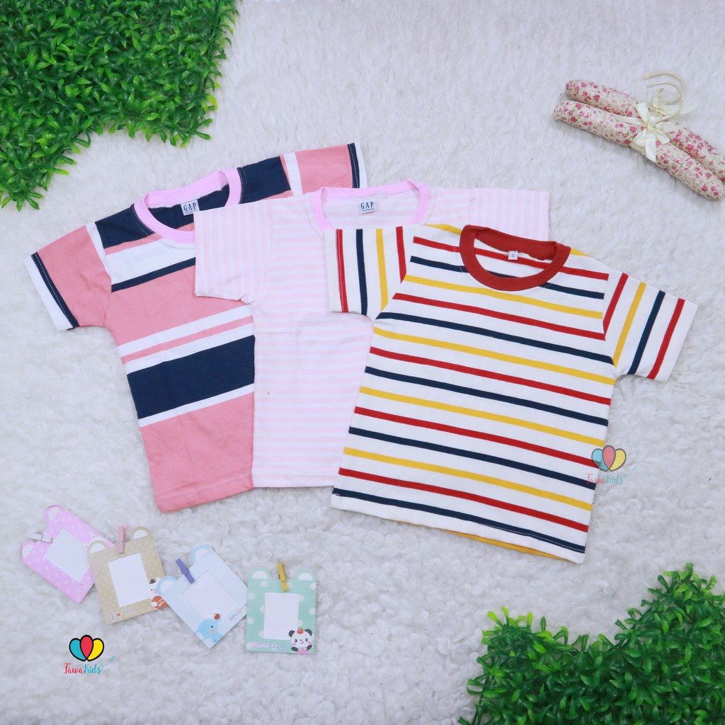 Kaos Geulis Anak  uk 3-5 Tahun / Baju Anak Perempuan Adem Lengan Pendek Murah Salur Branded