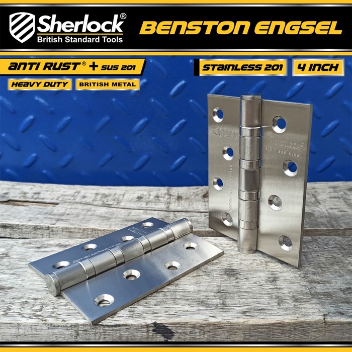 Engsel Stainless Steel 201 Ball Bearing Sherlock Engsel Pintu 4 INCH