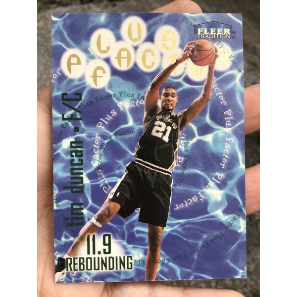 TIM DUNCAN BASKETBALL SPORT CARD FLEER TRADITION NBA PLUS FACTOR 1998