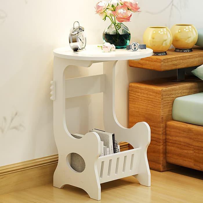 UKURAN JUMBO OKT Meja Ngopi Kopi Bulat Besar Round Coffee Table Kayu Wpc Shabby Chic Vintage MH521