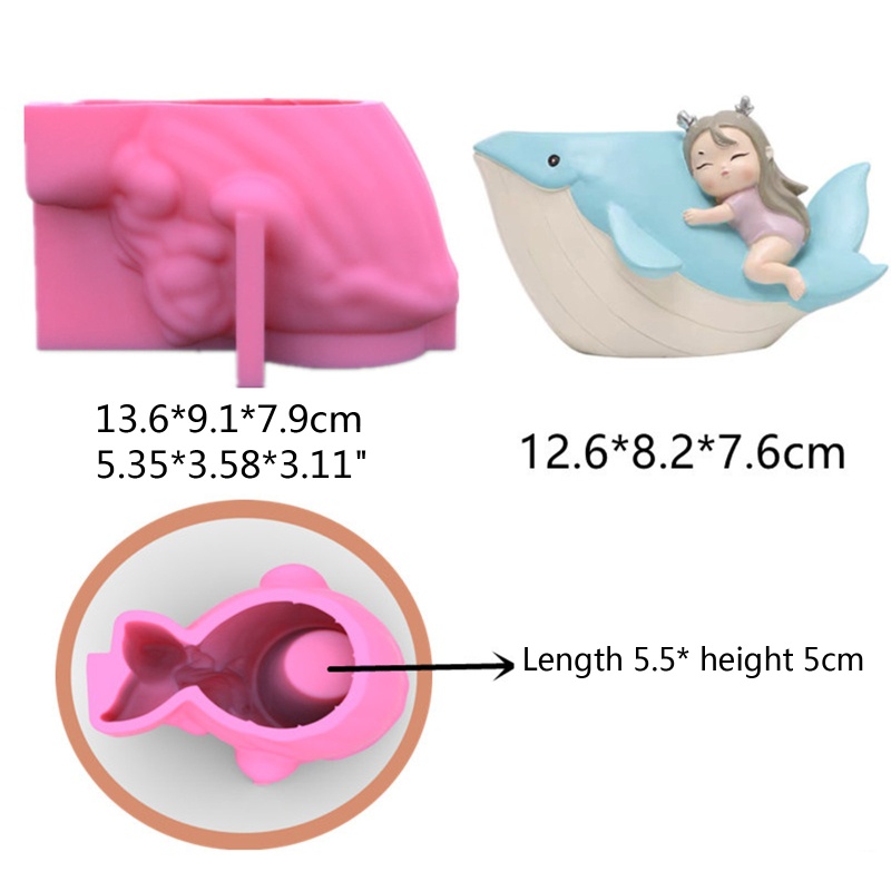 Cetakan Pot Bunga Handmade DIY Bentuk Paus 3D Bahan Silikon Untuk Dekorasi Rumah